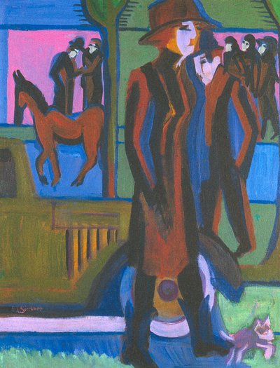 Walking Lady with Little Dog by Ernst Ludwig Kirchner